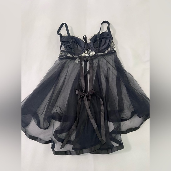 Victoria's Secret‎ Nightgown 34C  Women's Short Sexy Sheer Negligee Black - Picture 7 of 10